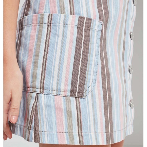 BDG pink blue striped overall denim button dress - Picture 4 of 11